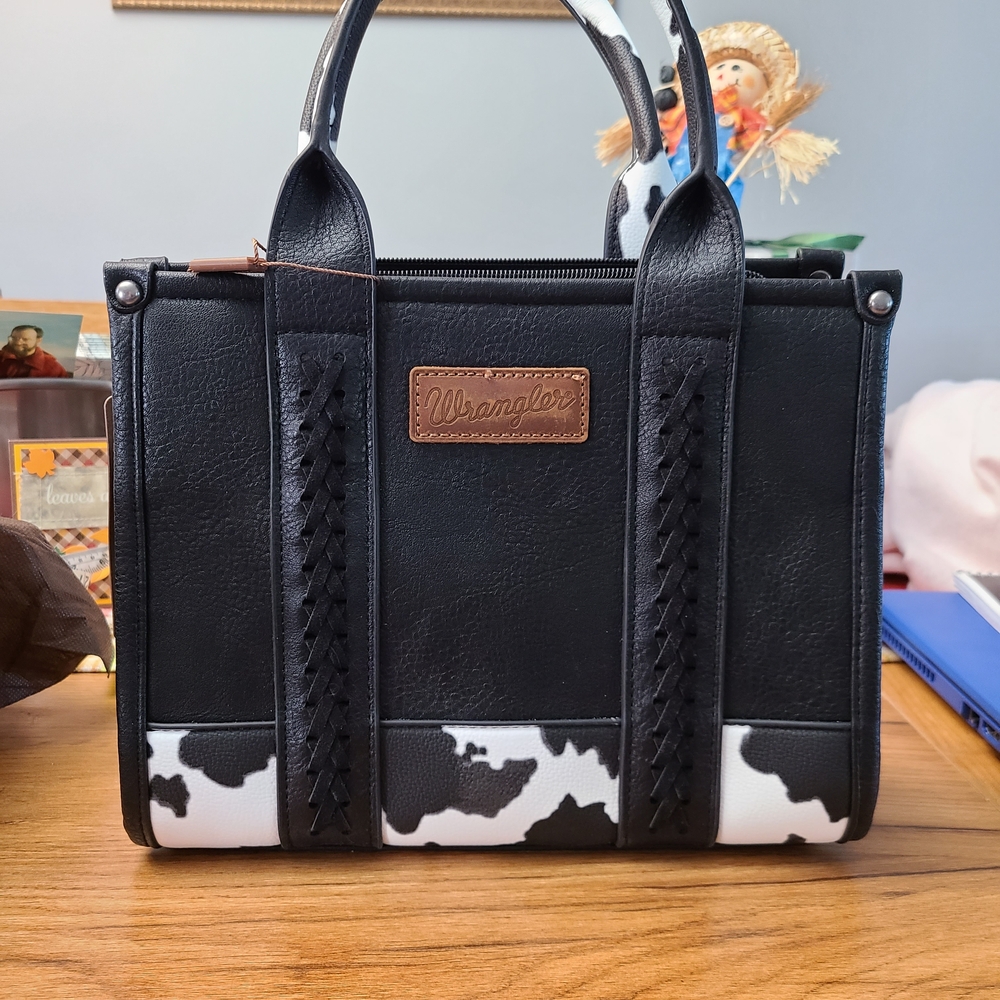 Wrangler Black and White Women's Leather Cow Print